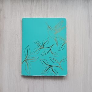 New Papyrus Lined Pages Notebook Journal Aqua Blue Gold Bird Leaves 5.5" by 7"